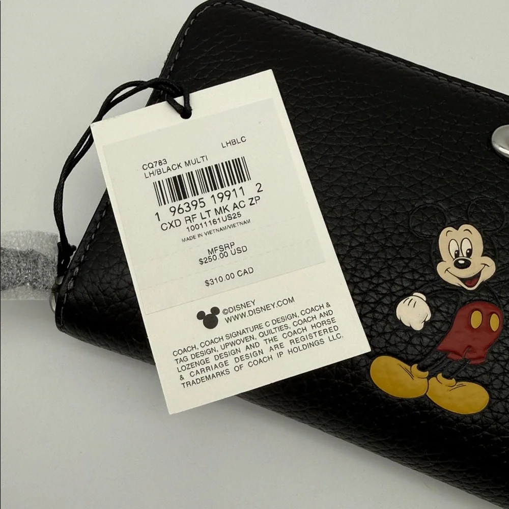 Disney X Coach Mickey Mouse Essential Accordion Zip Wallet Regenerative Leather